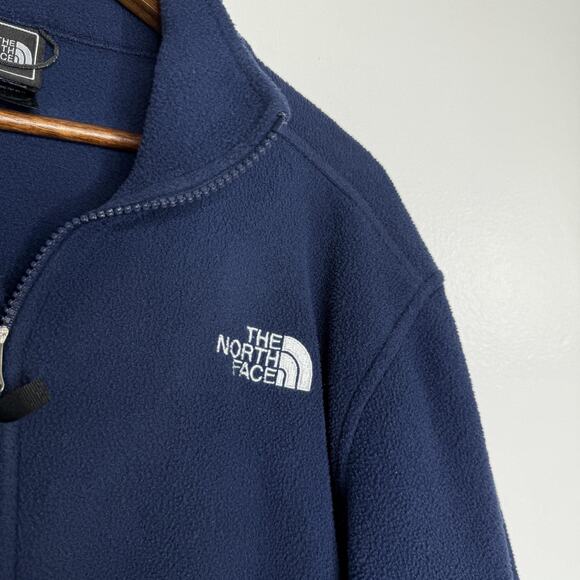 North Face Jacket Mens Large Navy Full Zip Fleece Embroidered Logo Outdoors - Picture 2 of 8